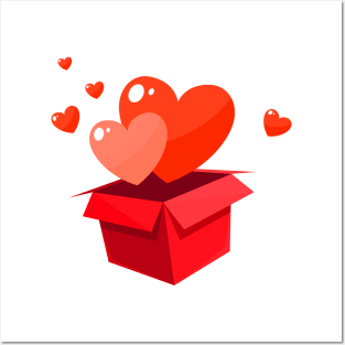 cute heart box Posters and Art